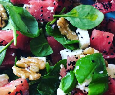Feta Watermelon and walnut salad